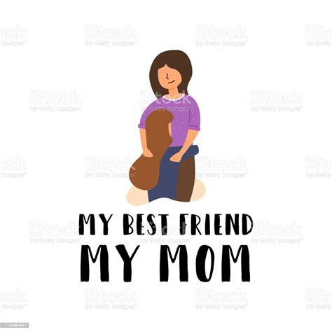 Vector Flat Banner My Best Friend My Mom Mom Stock Illustration