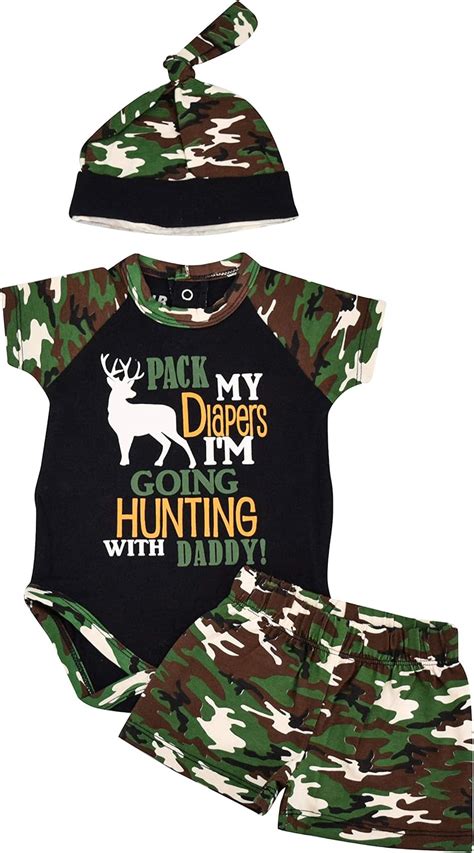 Unique Baby Boys Hunting With Daddy Camo Onesie Bodysuit Outfit 3