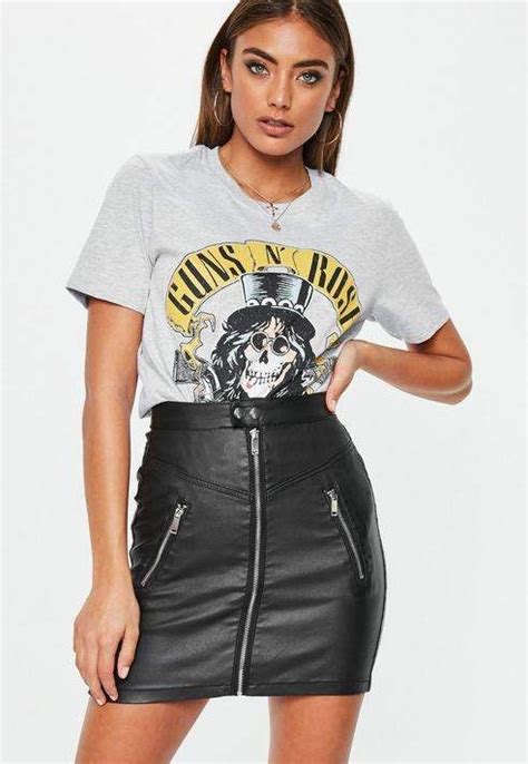 Missguided Black Denim Coated Biker Mini Skirt Denim Women Denim