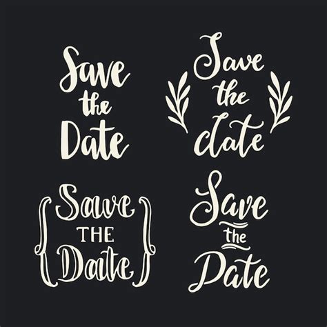 Free Vector Save The Date Wedding Lettering Collection