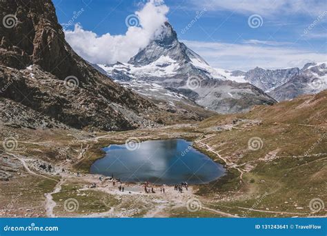 View Closeup Riffelsee Lake And Matterhorn Mountain Stock Image Image