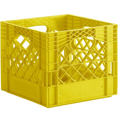 Yellow 16 Qt Customizable Square Milk Crate 13 X 13 X 11