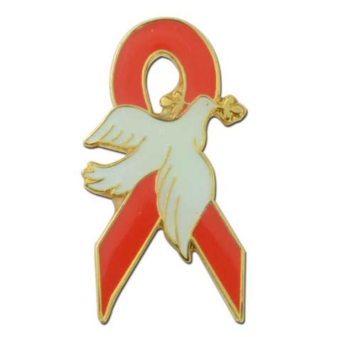 Red Ribbon Dove Lapel Pin Pinline