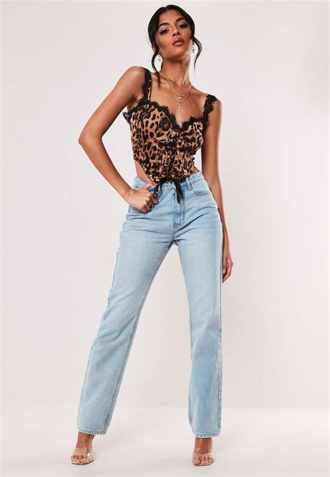 Brown Leopard Print Satin Cupped Crop Top Missguided Ireland Fall