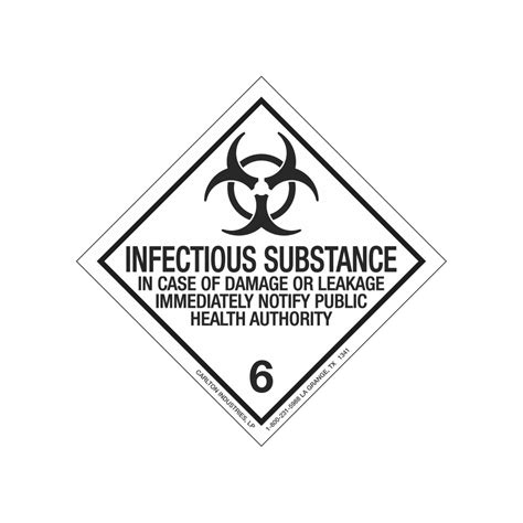 Infectious Substance Shipping Label Carlton Industries