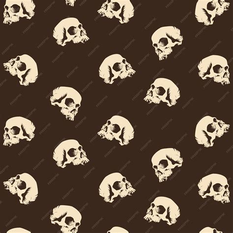 Premium Vector Vintage Skull Pattern Black Background