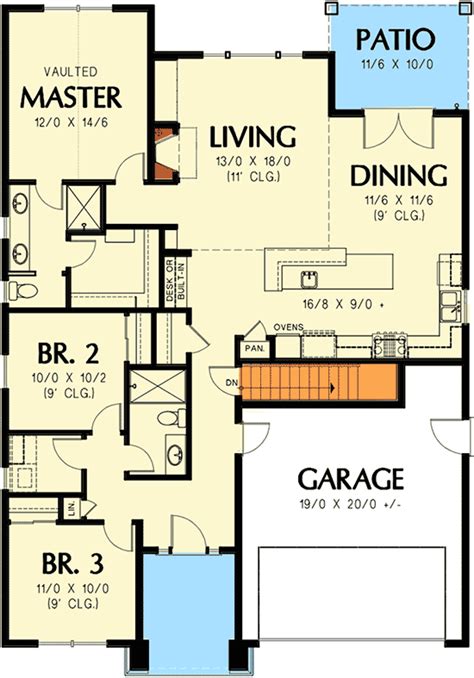 3 Bedroom Craftsman Ranch Home Plan 69554am