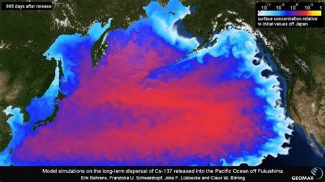 Distribution Of The Radioactive Contamination In The Pacific Ocean From