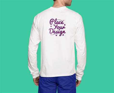 Free Front And Back White Long Sleeves T Shirt Mockup Psd Good Mockups