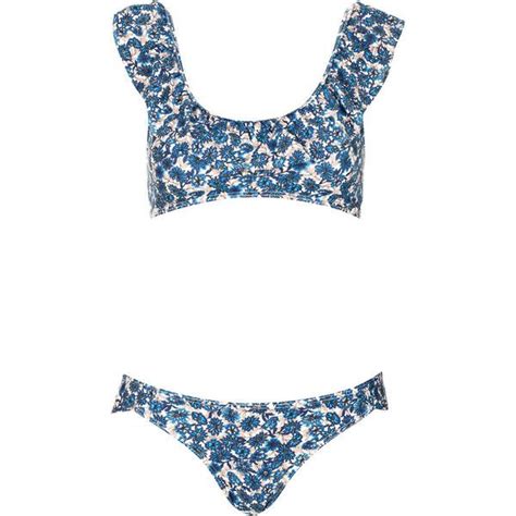 Topshop Blue Floral Frill Crop Bikini Crop Bikini Bikinis Floral