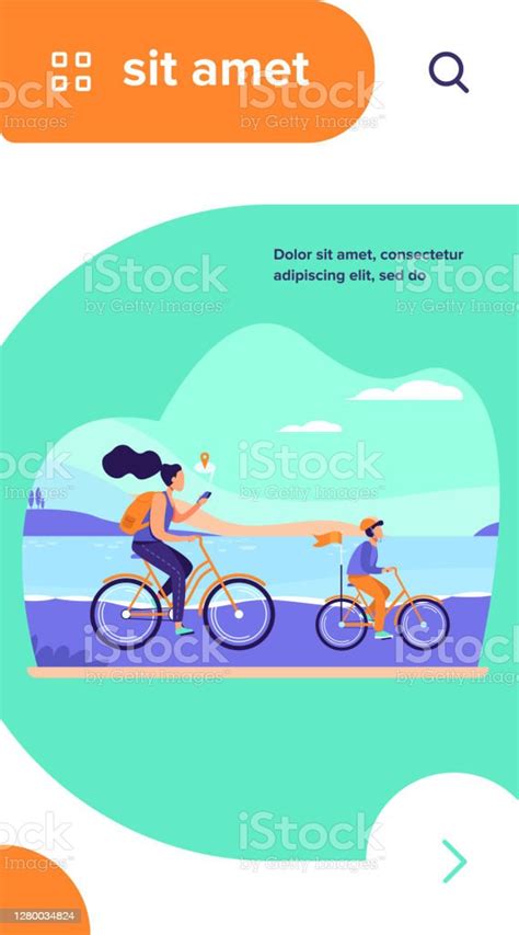 Mom And Son Riding Bikes Along Seacoast Stock Illustration Download Image Now Abstract