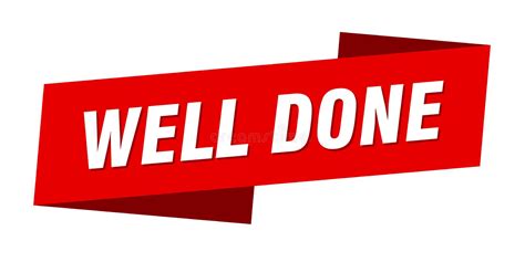 Well Done Banner Template Well Done Ribbon Label Stock Vector