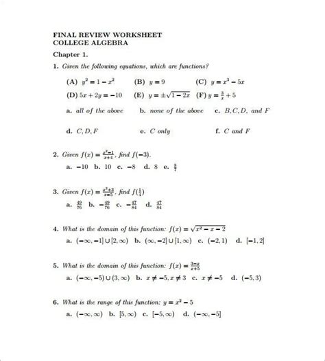 Printable College Math Worksheets Lexias Blog Math Worksheet Free