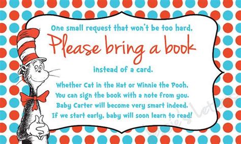 They just put on the invite that in lieu of a card, bring a book with a message. Pin by Youth Fit Squad on just for moms | Seuss baby ...