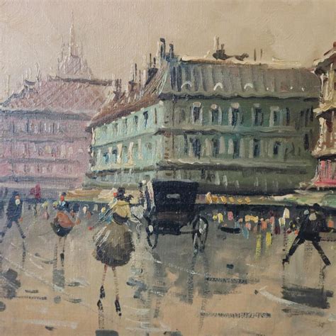 Vintage French Impressionist Paris Street Scene Oil On Canvas Signed
