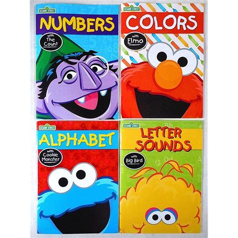 Set Of 4 Sesame Street Workbooks Alphabet Letter Sounds Colors And