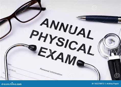Annual Physical Exam Form Stock Photo Image Of High 182278872