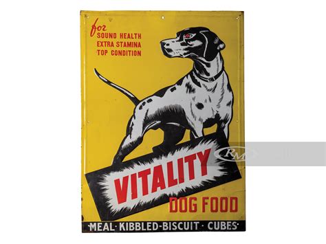 Vitality Dog Food Embossed Tin Sign The Dingman Collection Rm Auctions