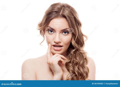 Lovely Confused Woman On White Background Stock Photo Image Of People