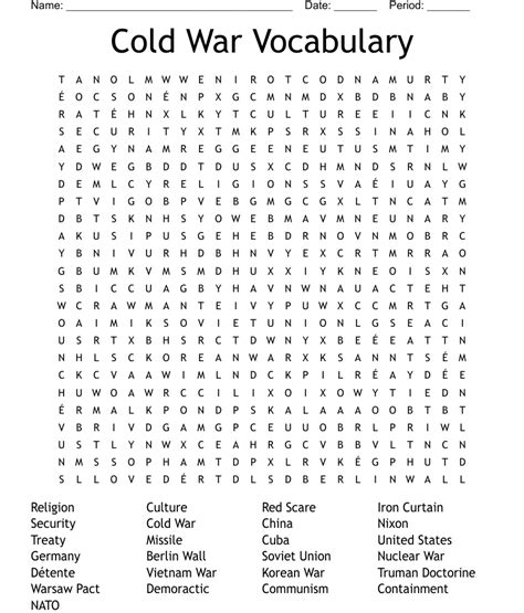 Cold War Vocabulary Word Search Wordmint