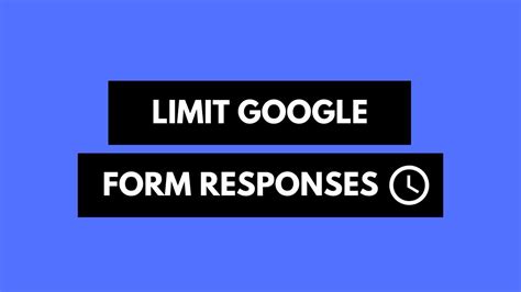 Google forms offers no option to either specify response limits or any expiration criteria but we can easily incorporate this functionality into our forms with the help of google with the form limiter, you can specify an open and close date and the google form would only allow submissions in that period. How to Limit Google Form Responses and Close Forms ...