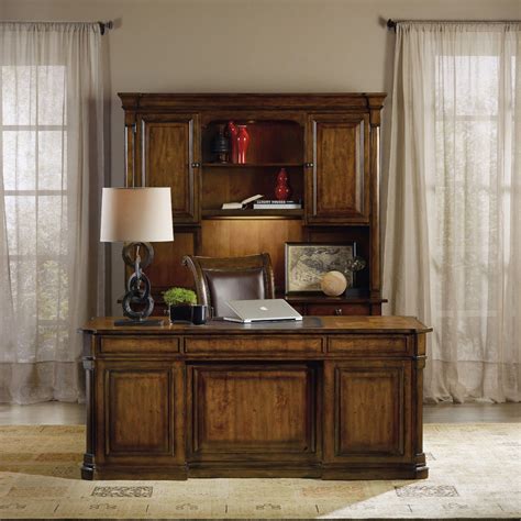 Tynecastle Computer Credenza Hutch In Brown Fiber By Hooker Furniture