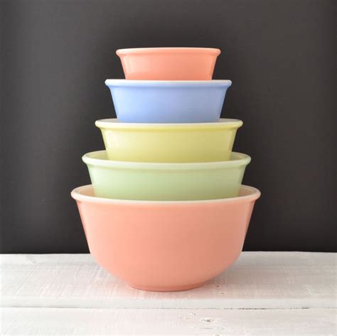 Vintage Pastel Mixing Bowl Set Hazel Atlas Nesting Bowls
