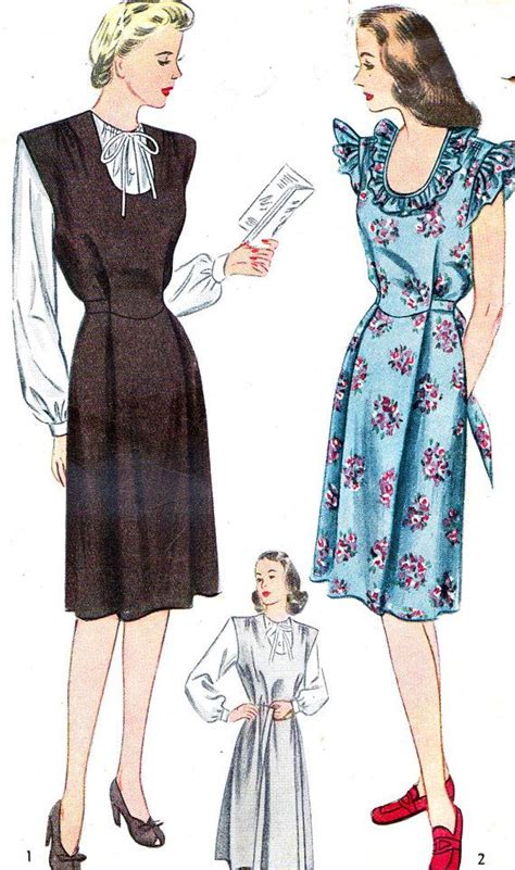 1940s dress pattern simplicity 1228 day dress jumper pinafore dress blouse womens vintage sewing