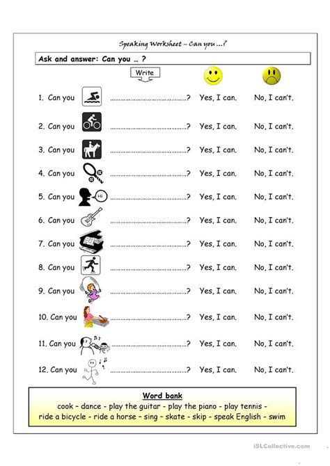 Speaking Worksheet - Can you...? worksheet - Free ESL printable