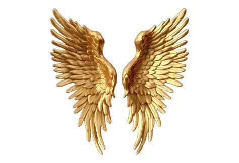 3d Golden Wings Transparent Background Png File Ai Generative