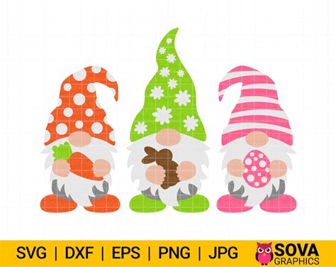 Easter Gnomes Svg Easter Svg Three Gnomes Svg Easter Gnome - Etsy