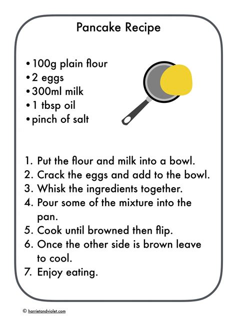 Pancake Recipe Easy To Follow Printable Teaching Resources Print