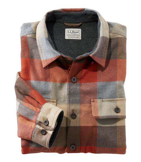 Mens Fleece Lined Flannel Shirt Traditional Fit Lined Flannel Shirt