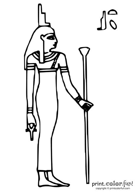 Egyptian Goddess Isis Coloring Page Print Color Fun