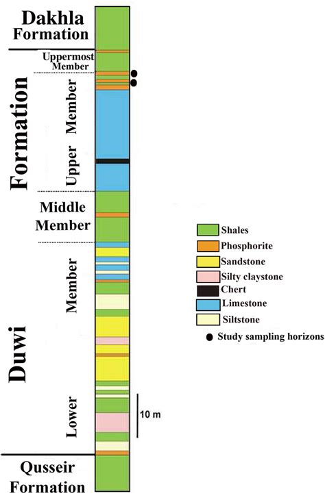 Stratigraphic Columnar Section Of The Duwi Formation In The Red Sea