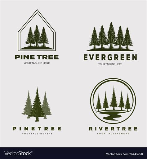 Pine Tree Forest Set Logo Design Royalty Free Vector Image