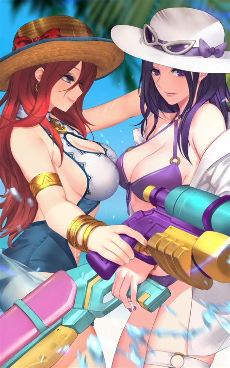 Pool Party Caitlyn And Miss Fortune Wallpapers And Fan Arts League Of