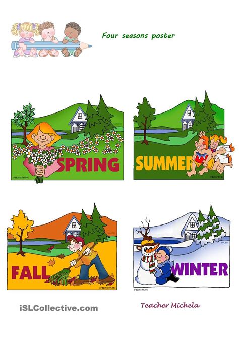 Four Seasons Poster Seasons Worksheets Seasons Kindergarten