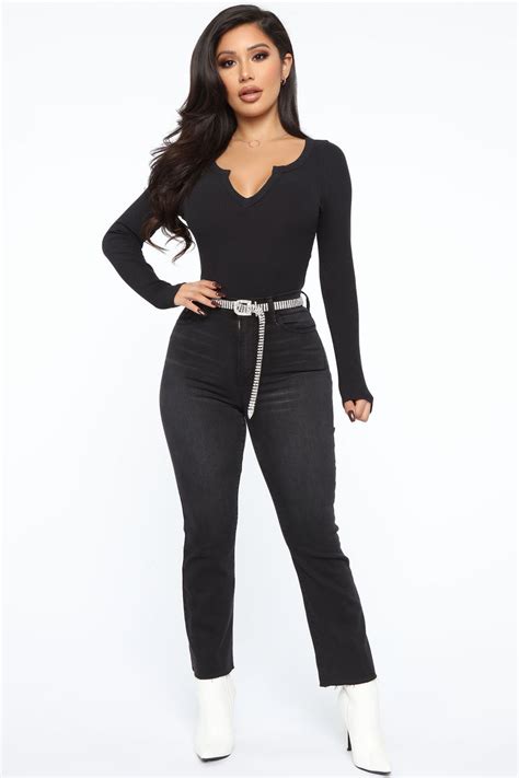 Alexa Ribbed Long Sleeve Bodysuit Black Fashion Nova Bodysuits Fashion Nova