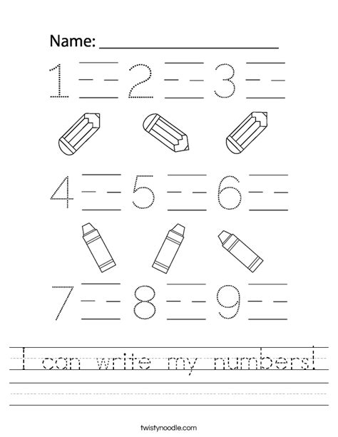 I Can Write My Numbers Worksheet