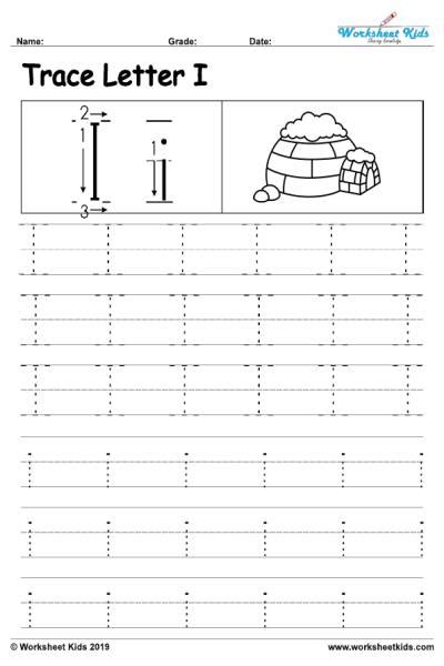 Tracing Letter I Worksheets Worksheets For Kindergarten