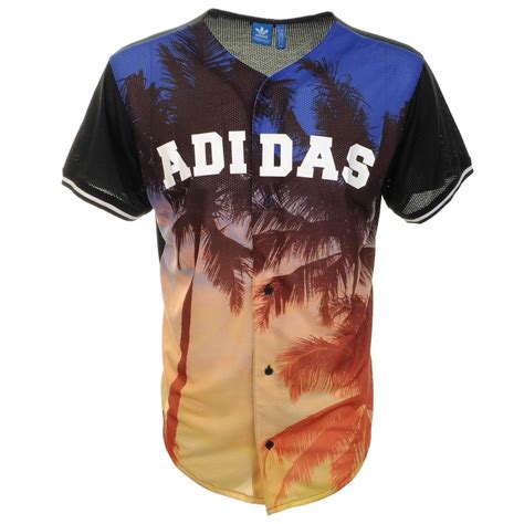 Adidas Originals Palm Trees Baseball T Shirt Black Designer Clothes For Men Black Shirt