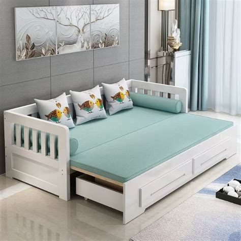 Everything you should know about folding beds. Solid wood sofa bed foldable living room double 1.5 m ...
