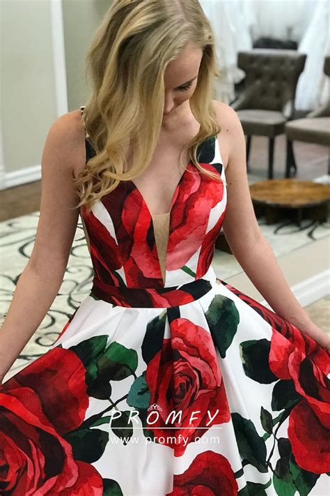 This is doable when you adopt various styles of the white prom dresses theme. Huge Red Rose Flower Printed Floor Length Designer Ball ...