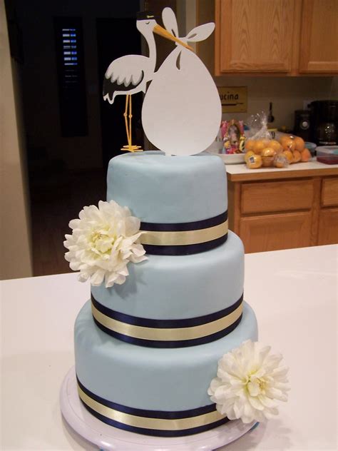 Stork Cake Blue Fondant Baby Shower Cake Stork Yellow An Flickr