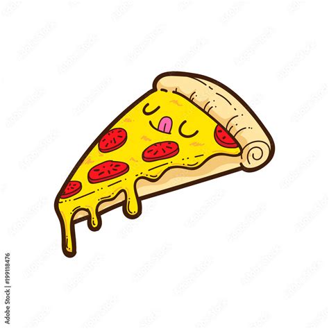 Cute Pizza Vector Cartoon Pizza Sticker Stock Vector Adobe Stock