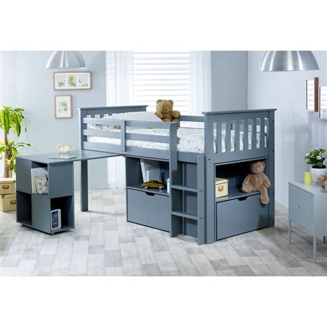 We bought the 2ft 6 version of this bed for our daughter's tiny bedroom. Beds Plus - Morley - Mid Sleeper - Grey | Kids bed frames ...