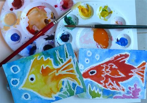 Wax Resist Watercolor Fish Watercolor Fish Wax Resist Art Lessons