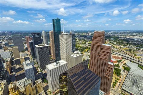 Aerial Of Modern Buildings In Downtown Houston Stock Image Image Of