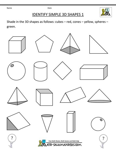 3d shapes worksheets